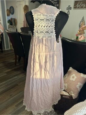 POL - Elegant Crochet Maxi kimono  - Swim Cover - Edge Detailing - 100%Rayon